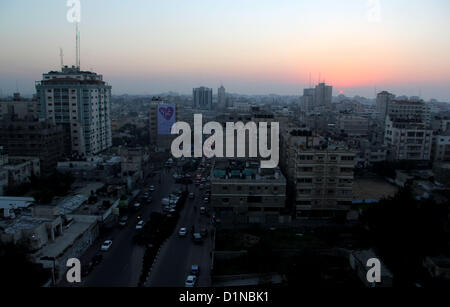 Dec. 31, 2012 - Gaza, Gaza Strip, Palestinian Territory - A Photo shows the last sunset of 2012 over Gaza city, Monday, Dec. 31, 2012  (Credit Image: © Ezz Al-Zanoon/APA Images/ZUMAPRESS.com) Stock Photo