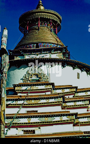 The Newari style Kumbum Stupa at Palcho Chode Monastery, Gyangtse,Tibet Stock Photo