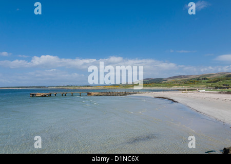 Looking North along Sound of Gigha at Tayinloan Argyll & Bute with jetty Scotland Stock Photo