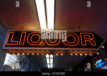 liquor sign in downtown Las Vegas Nevada USA Stock Photo
