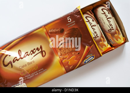 Packet of McVitie's Galaxy cake bars Caramel set on white background Stock Photo