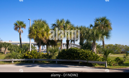 Melbourne Causeway to Indialantic in Central Florida from Kiwanis Park on Geiger Point Stock Photo