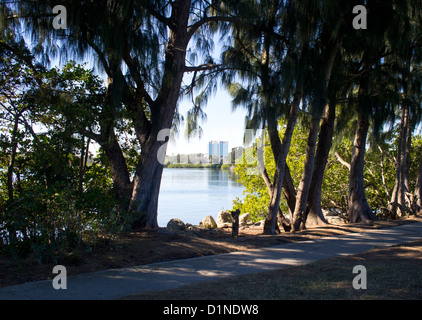 City of Melbourne on the Intracoastal Waterway in Central Florida from Kiwanis Park at Geiger Point Stock Photo