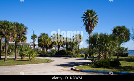 Melbourne Causeway to Indialantic in Central Florida from Kiwanis Park on Geiger Point Stock Photo