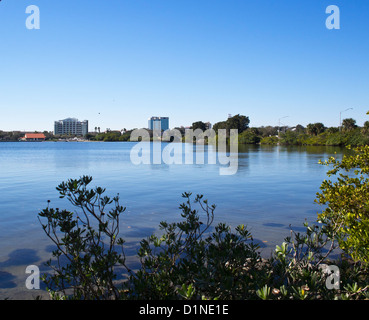 City of Melbourne on the Intracoastal Waterway in Central Florida from Kiwanis Park at Geiger Point Stock Photo