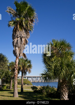 Melbourne Causeway to Indialantic in Central Florida from Kiwanis Park on Geiger Point Stock Photo