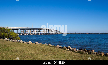 Melbourne Causeway to Indialantic in Central Florida from Kiwanis Park on Geiger Point Stock Photo