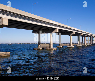 Melbourne Causeway to Indialantic in Central Florida from Kiwanis Park on Geiger Point Stock Photo