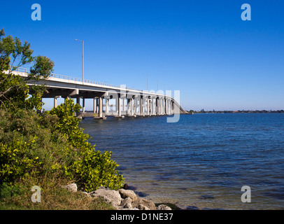 Melbourne Causeway to Indialantic in Central Florida from Kiwanis Park on Geiger Point Stock Photo