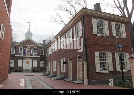 Colonial buildings facades at Philadelphia, Pennsylvania, United States. Stock Photo