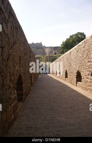 Massive citadel ruins of the Golconda Fort, Hyderabad, Andhra Pradesh, India, Asia Stock Photo