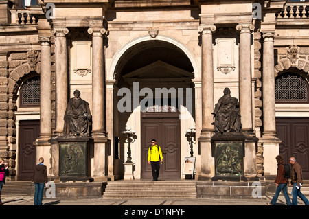 Entrance to the Semper Opera House or Semperoper in the old city of Dresden, Germany Stock Photo