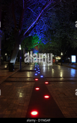 Modern Evening  Pavement Lighting in Tirana Stock Photo