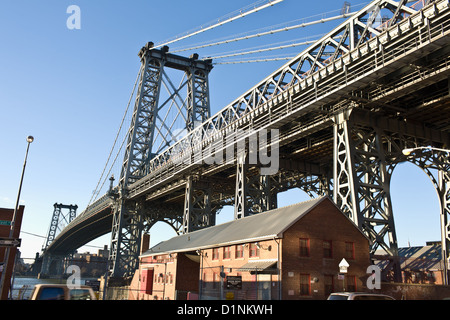 Williamsburg Bridge, from Brooklyn to Manhattan, New York City Stock Photo