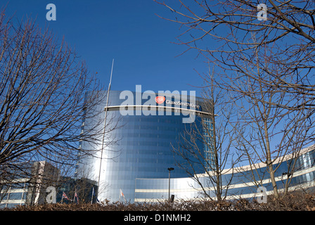 main building of gsk, or glaxo smith kline, at the pharmaceutical company's world hq in brentford, london, england Stock Photo