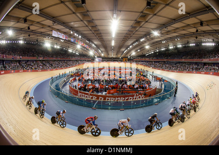 Competition in the Men's Omnium Points Race at the Olympic Summer Games, London 2012 Stock Photo