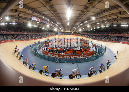 Competition in the Men's Omnium Points Race at the Olympic Summer Games, London 2012 Stock Photo