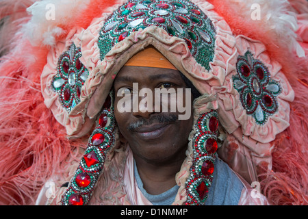 New Orleans, Louisiana - An African-American man dressed in costume in the French Quarter. Stock Photo