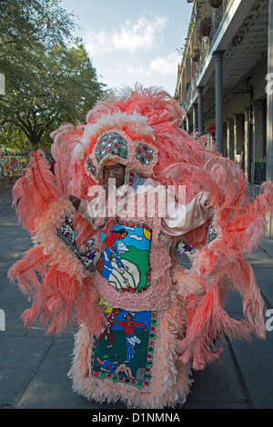 New Orleans, Louisiana - An African-American man dressed in costume in the French Quarter. Stock Photo