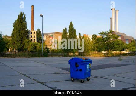 Berlin, Germany, factory ruins and CHP center Stock Photo