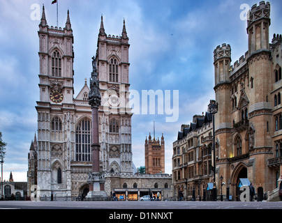 London, United Kingdom, Westminster Abbey and the Broad Sanctuary building Stock Photo