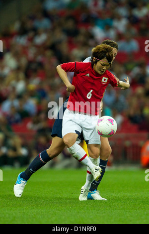 Mizuho Sakaguchi (JPN)-USA wins gold over Japan in Women's Football (soccer) at the Olympic Summer Games, London 2012 Stock Photo