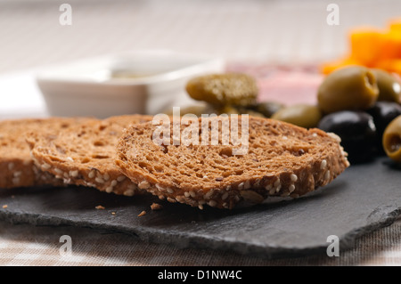 assorted fresh cold cut platter Italian appetizer Stock Photo