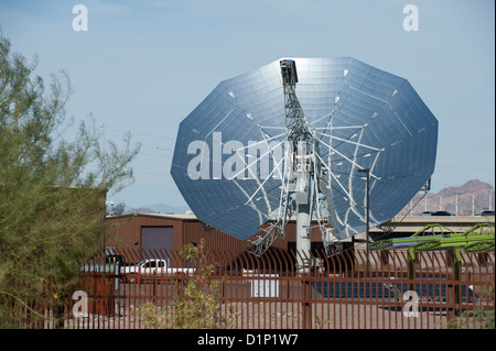 The worlds largest commercial parabolic concentrating solar dish at the Phoenix, AZ headquarters of Southwest Solar Technologies Stock Photo