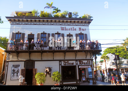 Florida Key West Florida,Keys Duval Street,The Bull and & Whistle Bar,restaurant restaurants food dining eating out cafe cafes bistro,pub,saloon,balco Stock Photo