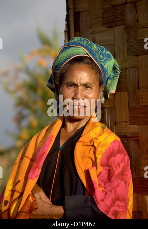 Burmese shan manority woman in Kalaw,Myanmar,Burma Stock Photo