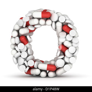 Letter O, alphabet from pills Stock Photo