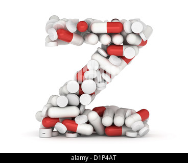 Letter Z, alphabet from pills Stock Photo