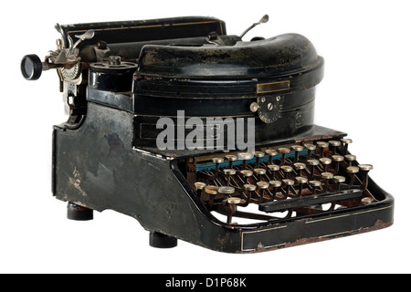 Antique old typewriter isolated on white Stock Photo