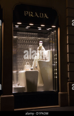 Prada showcase window store Rome Italy dress Stock Photo - Alamy