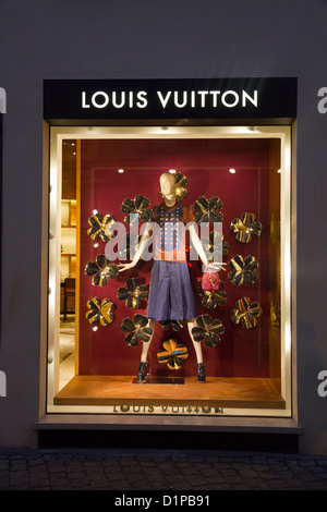 Louis Vuitton store window shop Rome Italy shopping Stock Photo