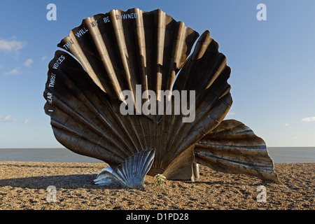 The Scallop sculpture at Aldeburgh,Suffolk,UK. Constructed to commemorate composer Benjamin Britten who lived locally. Stock Photo