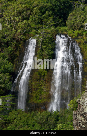 'Opaeka'a Falls located on the Wailua River in Wailua River State Park on the eastern side of the island of Kauai, Hawaii, USA. Stock Photo