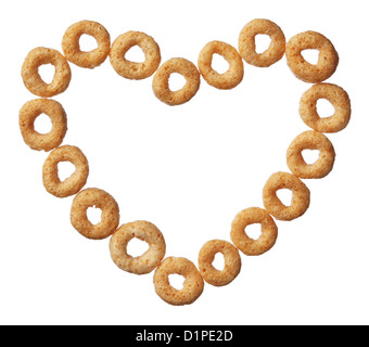 Cheerios cereal in a heart shape isolated on white background Stock ...