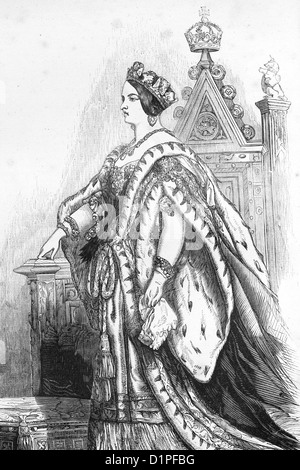 Queen Victoria. Antique illustration, 1856. Stock Photo