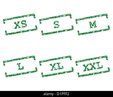 Clothing size stamps Stock Photo