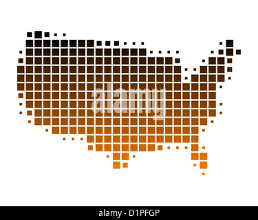 Square dots pattern map of United States. American dotted pixel map ...