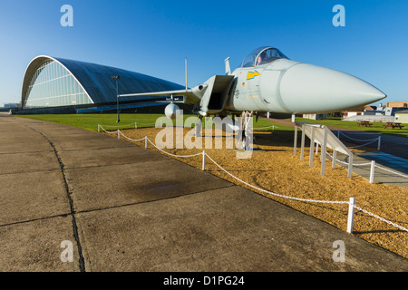 A McDonnell Douglas F-15 Eagle fighter-interceptor aircraft at the American Air Museum hangar at IWM Duxford, Cambridgeshire Stock Photo