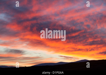 Sunrise over Rannoch Moor in the Scottish Highlands, Argyll and Bute, Scotland Stock Photo