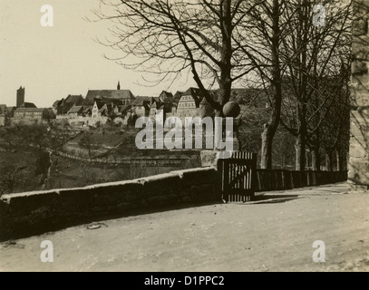 Circa 1920 photograph, the walled city of Rothenburg ob der Tauber in Bavaria, Germany. Stock Photo