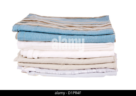 Bedding sheets folded and isolated on white Stock Photo