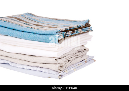Bedding sheets folded and isolated on white Stock Photo