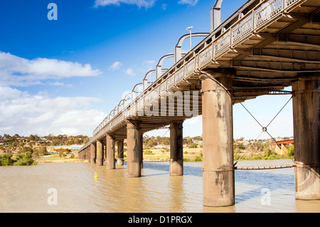 Bridge spanning the Murray River in Australia at the town Murray Bridge in South Australia Stock Photo