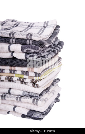 Stack of tea towels isolated on white Stock Photo