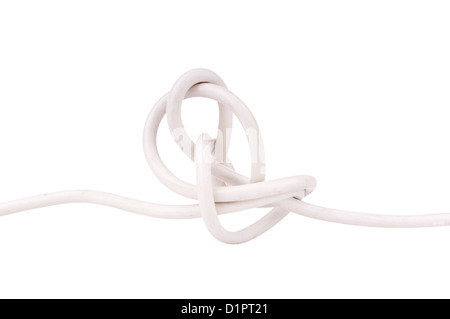 Electrical wire tangled in a knot isolated on white Stock Photo