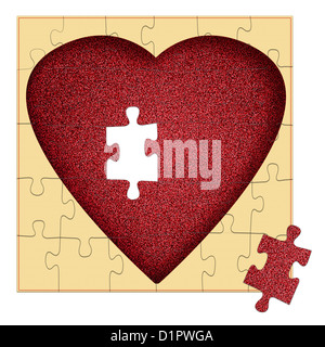 A missing piece to complete the heart - symbolic Stock Photo